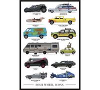Four Wheels - Poster - Icons + cadre interchangeable, Shinsuke® Maxi plastique noir, vitre acrylique