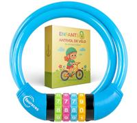 fouraces antivol pour vélo 65 cm, cadenas à combinaison à 4 chiffres, pour enfants bleu, pour velo, trotinette, poussette, filles et garçons, 10 mm