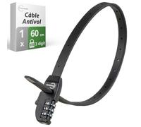 fouraces câble antivol 60 cm, combinaison à 3 chiffres pour vélo, trotinette electrique, sacoche de velo, pour casque, moto