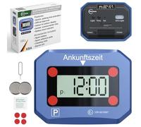 fouraces Disque de stationnement électronique - Automatique, Heure d'été et d'hiver - indicateur de Batterie, Homologation, Batterie de Rechange, pour Voiture, Bleue, Bleu