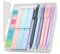 FourCandies Lot de 6 porte-mines pastel de 0,5 mm, 0,7 mm et 0,9 mm avec 360 mines, 3 gommes et 9 recharges de gomme, crayons esthétiques pour l'écriture, le dessin d'art et le dessin, pour filles