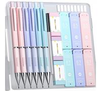 FourCandies Lot de 6 porte-mines pastel de 0,5 mm et 0,7 mm avec 360 recharges de mine HB, 3 gommes et 9 recharges de gomme, jolis porte-mines de couleur pour dessin et écriture