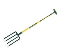 Leborgne Fourche à bêcher 4 dents 8 mm - Manche Novagrip - Tête acier forgé&trempé pour sols durs