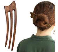 Fourche à cheveux en bois de santal, bâton de cheveux en bois naturel aux parfums subtils, épingle à chinoise faite la main pour femmes vertes, épingle fourchette en