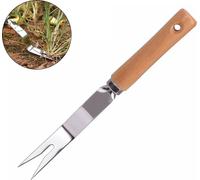 Fourche à désherber manuelle Extracteur de mauvaises herbes en acier inoxydable avec longues dents et poignée ergonomique
