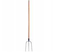 KADAX Fourche à Foin en Acier avec Manche en Bois, Fourche à Bêcher pour Lever et Déplacer la Paille, Le Compost et Le Fumier, Outil de Jardinage (3 Dents)