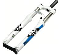 Fourche À Suspension À Ressort for VTT 26/27.5/29'' 105mm Voyage 1-1/8 Fourche Avant À Tube Droit Alliage D'aluminium Ultraléger Fourches QR 9mm Frein À Disque Verrouillage Manuel(White blue,27.5INCH)