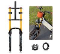 Fourche À Suspension De Vélo, Fourche de vélo Fat Bike 20 Pouces, Suspension pneumatique 4/0, débattement 120 mm, Rebond réglable, Fourche Droite 1/1/8