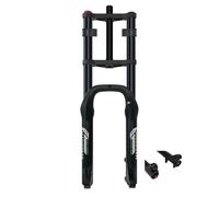 Fourche À Suspension Pneumatique VTT 20/26 Pouces Pneus 4.0 Fourche Droite 1-1/8" Débattement 190 Mm Double Épaulement Réglage L'amortissement QR 9 Mm Pour Vélo Électrique Fat Snow Beach(Schwarz,20")