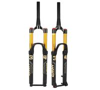 Fourche À Suspension Pneumatique VTT 26/27,5 Pouces, Réglage du Rebond, Débattement De 160 Mm, Tube Conique 1-1/2" Frein À Disque Axe Traversant Fourche Avant De Vélo(Gold,26in)