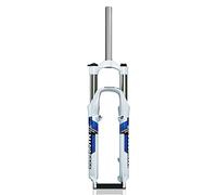 Fourche à Suspension VTT 26 Ih Fourche Avant De Vélo De Montagne 100mm Débattement 1 1/8 Tube Droit QR 9mm Frein à Disque/V Fourche en Alliage D’Aluminium, White Blue, 26in