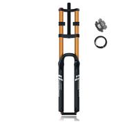 Fourche À Suspension VTT Descente 26/27,5/29 Pouces Fourche Pneumatique Droite 1-1/8 Pouces Débattement 180 Mm Fourche Avant À Double Épaulement Axe Traversant 15 Mm/frein À Disque(27.5Gold RA)