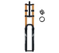 Fourche À Suspension VTT Descente 26/27,5/29 Pouces Fourche Pneumatique Droite 1-1/8 Pouces Débattement 180 Mm Fourche Avant À Double Épaulement Axe Traversant 15 Mm/Frein À Disque(27.5Gold TA)