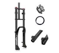 Fourche Avant à Suspension pneumatique pour VTT électrique, 20/26 Pouces, pneus de 4 Pouces, débattement de 140 mm, Rebond réglable, Double Couronne Droite de 1-1/8 po, QR 9 x 135