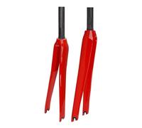 Fourche avant de vélo en fibre de carbone T800 Fourche à engrenage fixe Fourches rigides 700C Fourche de vélo de route 1~1/8" Tube droit super léger 9 * 100mm serrage rapide frein C, rouge (rouge)