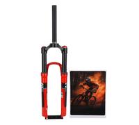 Fourche avant de vélo rouge 27,5 pouces en alliage de magnésium avec blocage et suspension pour VTT