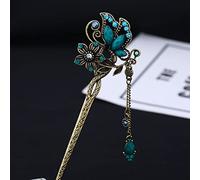 Fourche Cheveux,Antique Bronze Bleu Papillon Gland Bâton De Cheveux Fleur Épingles À Cheveux Chinois Baguettes De Cheveux Épingle À Cheveux Vintage Chignon Épingle Baguettes Bijoux De Cheveux