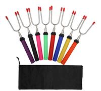 Fourche de Barbecue télescopique rotative, en acier inoxydable, résistante à la chaleur, pratique, pour le Camping, la maison et l'extérieur, pour le feu de camp, 8 pièces