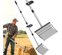 Fourche de Jardin en Acier - Fourche à fumier Robuste & Fourche à Foin - Idéale pour Le fumier de Cheval, Le Foin, Les Feuilles et Le Compost - Version Lourde avec poignée en Bois Ergonomique (M)