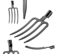 KADAX Fourche de jardin pour creuser et ameublir - Fourche à creuser et à desserrer - Fourche à creuser sans manche - Fourche à foin légère - Fourche à bêche - Noir - 4 dents