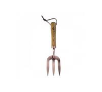 Fourche de jardinage plaquée cuivre - L 28,3 cm - Frêne, acier et cuir - Rateau à mains