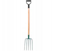 KADAX Fourche à Foin en Acier avec Manche en Bois, Fourche à Bêcher pour Lever et Déplacer la Paille, Le Compost et Le Fumier, Outil de Jardinage (5 Dents)