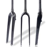 Fourche Rigide en Fibre De Carbone 700c 1-1/8'' Tube Droit/Conique à Dégagement Rapide 9 X100mm Frein à Disque Fourche De Vélo De Route De Gravier, Glossy Black, Tapered