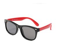 FOURCHEN Kids Polarised Sunglasses Flexible Rubber Protection for Girls Boys Age 3-10, Black Red