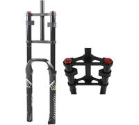 Fourches pour vélo Fourche à suspension de vélo de 26 pouces, frein à disque de vélo, fourche pneumatique de descente, VTT, fourche avant droite 1-1/8 170 mm, fourche avant de vélo électrique(Schwarz)