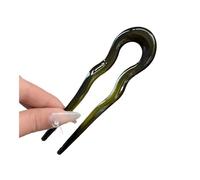 Fourchette à cheveux en forme de U en acétate - Design géométrique tendance - Épingle à cheveux en écaille de tortue - Accessoires pour femmes et filles (vert)