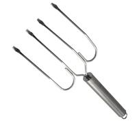 Fourchette à Dinde Barbecue en Acier Inoxydable, Poignée Résistante | Lève-rôt pour Ribs, Pointes Lisses, Nettoyage Facile, Usage Extérieur, Argenté, pour Campeurs Cuisine