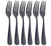 Fourchette à dîner noir mat, GoGeiLi acier inoxydable satiné 20.3cm Set de fourchettes en argenterie, Fourchette de table 6 pièces, lavable au lave-vaisselle
