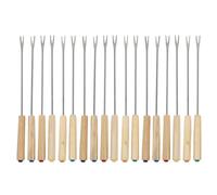 Fourchette à Fondue avec Manche en Bois 18 Pcs en Acier Inoxydable | Pointe Fine, Rangement Compact, Extrémités Codées Couleur, pour Fruits et Cubes de Viande, Pique-niques