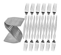 Fourchette à Fruits, 12 Pièces Couverts En Acier Inoxydable | Petites Fourchettes Avec Rack De Stockage - Pour Mariage Vacances Dîner Maison Cuisine Restaurant Hôtel Déjeuner Fête