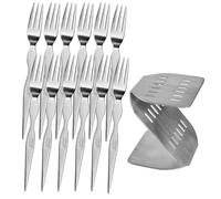Fourchette À Fruits | 12 Pièces Ustensiles de Table en Acier Inoxydable | Fourchettes à Gâteau avec Support de Rangement - pour Mariage Vacances Dîner Maison Cuisine Restaurant Hôtel Déjeuner