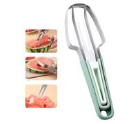 Fourchette à pastèque 3 en 1, Slicer de pastèque, Couteau en Acier Inoxydable, outil de coupe léger, empilable watermelon slicer cutter outils pour les gadgets de cuis (Vert)