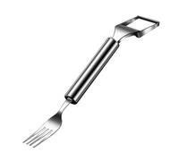 Fourchette à pastèque à double tête en acier inoxydable 2 en 1 - Fourchette portable pour couper les fruits - Facile à utiliser - Outil de cuisine