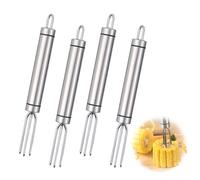 Fourchette à pommes de Terre, 4 Pièces 18,3 X 1,9 cm Fourchettes à Maïs en Acier Inoxydable, avec 3 Dents, pour la Maison, les Fêtes de Cuisine, Fruit Légumes Camping Barbecue, Réutilisable, Argent