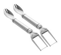 Fourchette Coupe-pastèque Double en Acier Inoxydable, 2 Pièces
