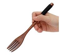 Fourchette en Bois Naturel, 22.5cm Fourchettes en Bois Réutilisable de Style Japonais, Long Manche pour Protéger Chaleur, Couverts de Cuisine en Bois pour Cuisiner en Remuant Manger