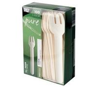 Fourchette en papier blanc - Lot de 100