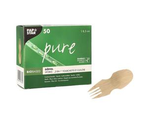 Fourchette et cuillère 2en1 'pure', 85 mm, naturel
