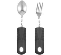 Fourchette et Cuillère Anti-tremblement en Acier Inoxydable, 1 Set | Poignée Antidérapante, Prise Facile, pour Repas en Hôpital, et Pâtisseries, Aide au Self-service