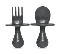 Grabease Toddler Utensils Ustensiles pour bébé Fourchettes pour bébé pour l'auto-alimentation, sans BPA et sans phtalates pour bébé et tout-petit, 1 ensemble, gris