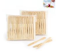 Fourchette Jetable Bambou Cœur 200 Pièces, Pic Apéritif Double Pointe 9 cm | Bambou naturel, double pointe pratique, finition lisse, structure résistante, idéale pour fruits desserts et amuse-bouches