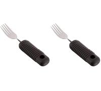 Fourchette Sammons Preston Sure Grip, cuillère en acier inoxydable avec épaisse poignée en caoutchouc nervurée, facilitant la prise en main, ustensile de diamètre 3.8cm. (Lot de 2)
