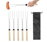 Fourchette Telescopique, Brochettes pour Barbecue, Fourchette Guimauve, Fourchettes à Griller, Brochettes pour Chamallow, pour Tenir Les Hot Dogs, Longueur Pliée 30.5CM, Longueur Dépliée 80.5CM