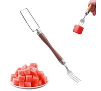 Fourchette Tranche-Pastèque Acier Inoxydable Portable Double Tête | Coupe-pastèque en cubes pour fruits d' Pour Salades, Fêtes, Barbecues, Cuisine, Camping, Maison,