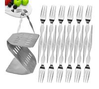 Fourchettes à Apéritif | 12 Pièces Ustensiles de Service en Acier Inoxydable | Petite Fourchette Avec Support De Rangement,pour Mariage Vacances Dîner Maison Cuisine Restaurant Hôtel Déjeuner