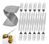 Fourchettes À Charcuterie | 12 Pièces Ustensiles En Acier Inoxydable | Petite Fourchette Avec Support De Rangement,Pour Cuisine Restaurant Hôtel Déjeuner Fête Mariage Vacances Dîner